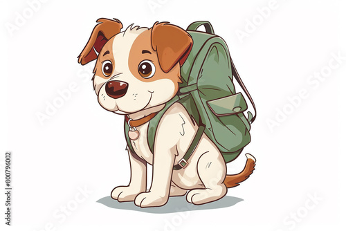 cute dog cartoon vitage design hike for POD print on demand white background.