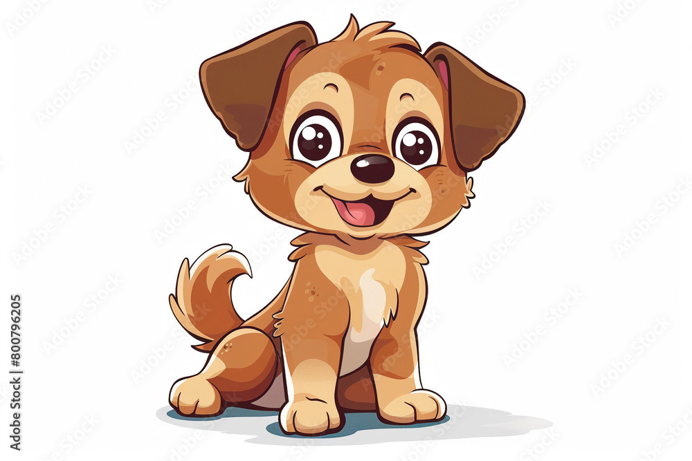 Obraz premium cute dog cartoon vitage design for POD print on demand white background.