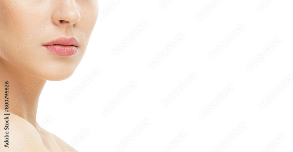 Close-up portrait of beautiful, fresh, healthy and sensual girl over white background Close-up portrait of beautiful, fresh, healthy and sensual girl over white background