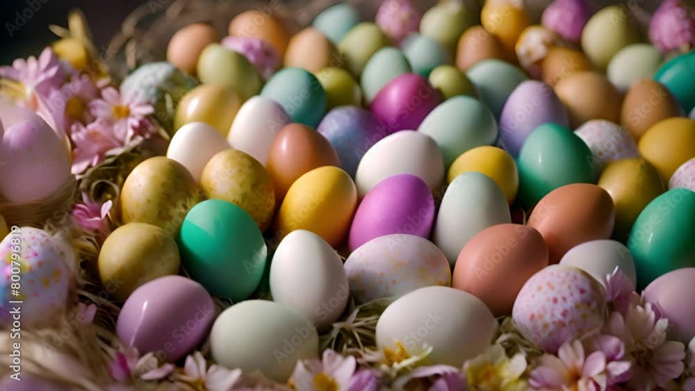 Colorful Eggs Basket Overflowing With Easter Joy Generative AI Colorful Eggs Basket Overflowing With Easter Joy Generative AI