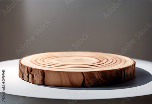 'round wood slice podium studio room natural shadows product mockup poduim advertising background beauty blank closeup concept cosmetic cream cylinder design display eco empty exhibition fashion'