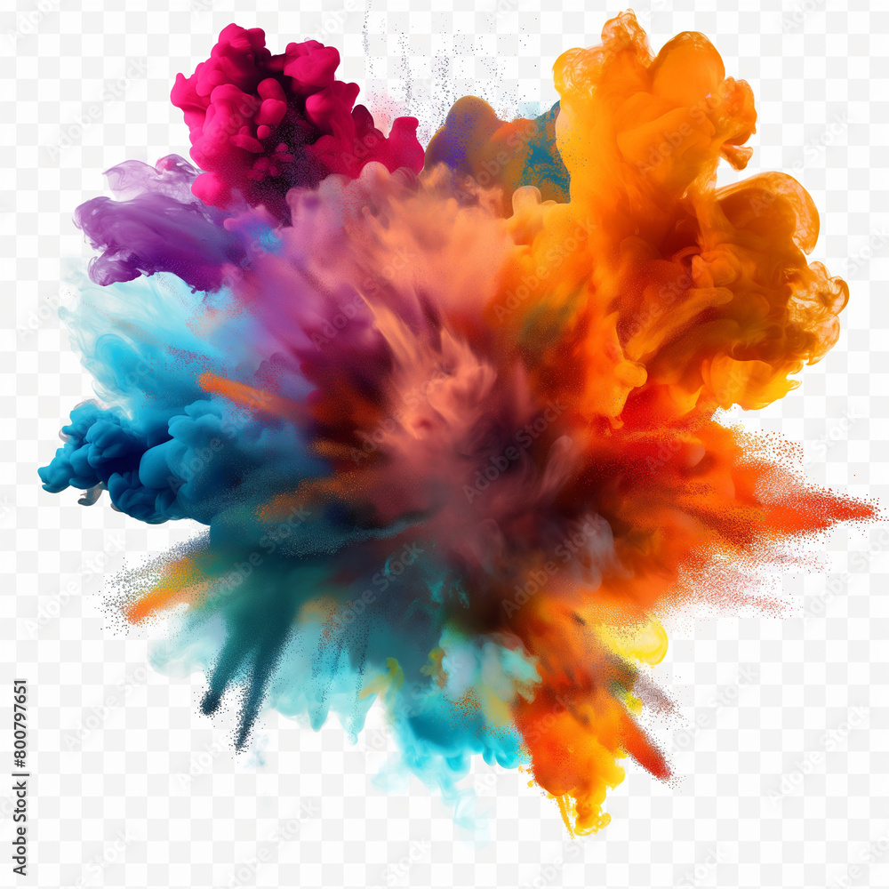 Fototapeta premium A colorful smoke explosion isolated on white background