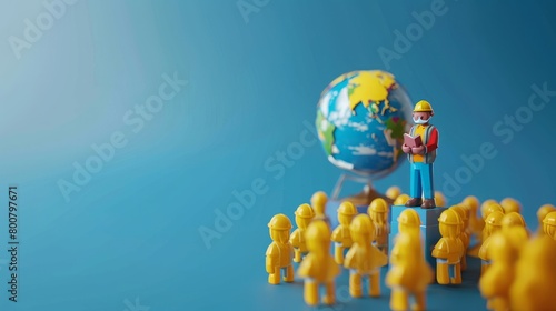 Celebrating International Labor Day, this 3D concept emphasizes labor safety and rights at the workplace, advocating for social justice and decent work for all.