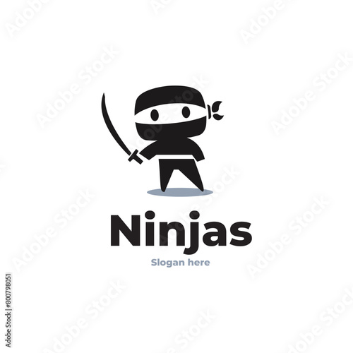 Printcute ninja simple logo vector photo