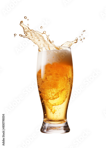 Wallpaper Mural Dynamic splash of beer with frothy head overflowing from a glass, capturing the lively bubble action, isolated on transparent background. Generative AI Torontodigital.ca