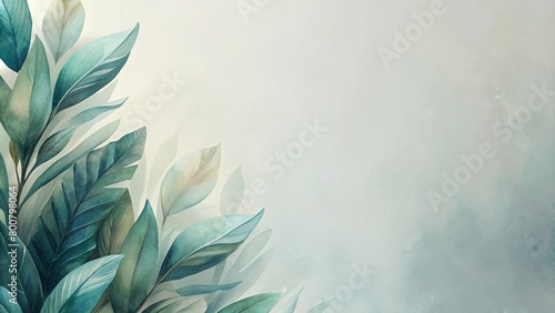 oil painting of leaves on white background with empty area for text