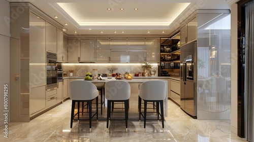 Wallpaper Mural Harmony of Light and Texture: Soft Fabrics and Travertine Marble in the Kitchen Torontodigital.ca