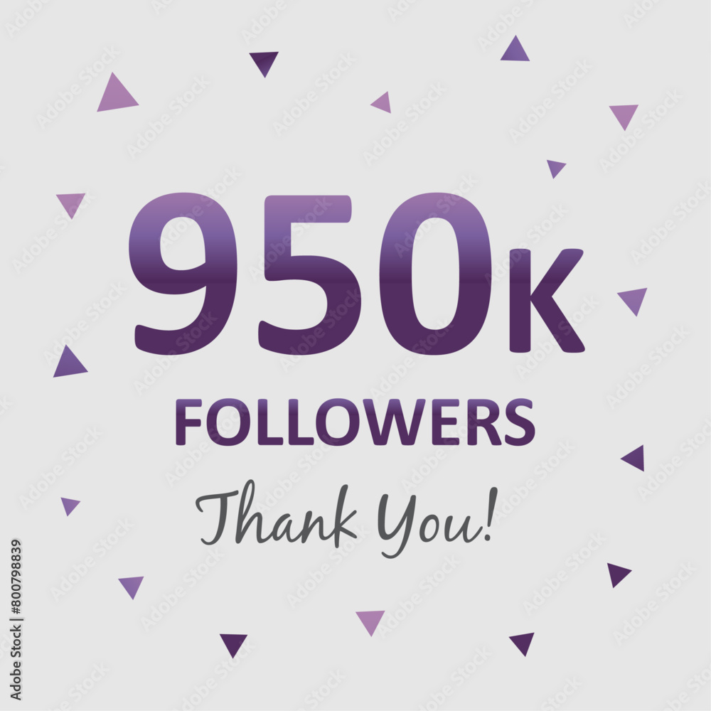 illustration for 950k followers on social media. commemorative and thank you text. 950k followers design. vector art for social networks. number of followers. illustration for 950k followers on social media. commemorative and thank you text. 950k followers design. vector art for social networks. number of followers.