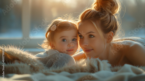 sweet priceless moments between mum and kid photo