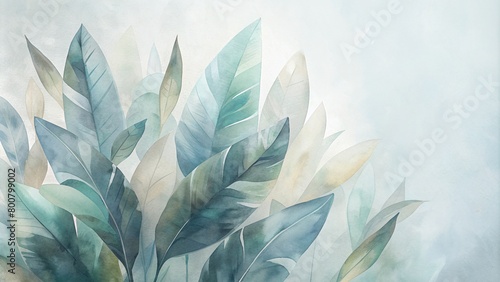 oil painting of leaves on white background with empty area for text