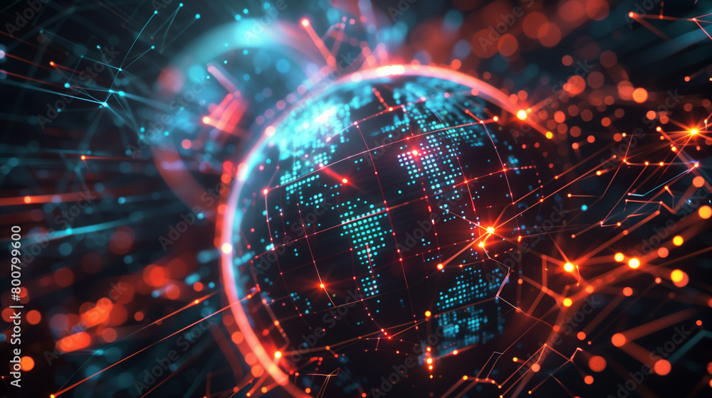 Obraz premium Futuristic world glow digital technology.