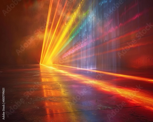 A prism splitting a beam of light into a rainbow spectrum, showcasing the visible range of electromagnetic radiation