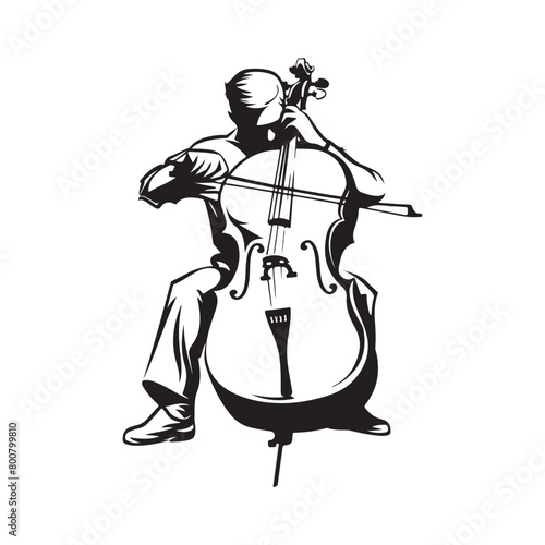 Man Playing Double Bass logo Design Vector isolated on white