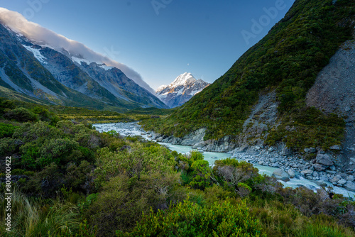 Mount Cook glacier in the evening, New Zealand