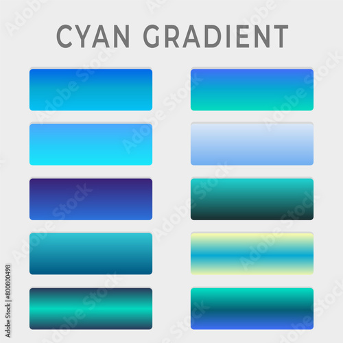 SET OF CYAN GRADIENT COLOR PALETTE DESIGN