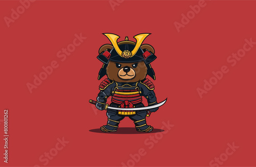 Warrior panda vector illustration flat design logo