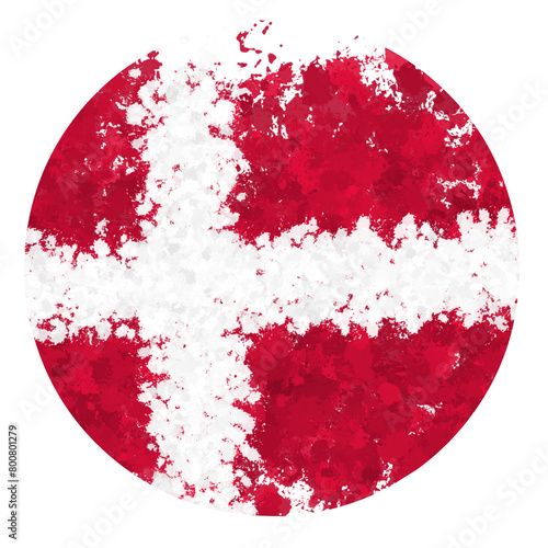 danish flag in round shape with paint splashes photo