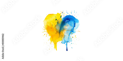 watercolor blue and yellow splash, clipart isolated on white background


