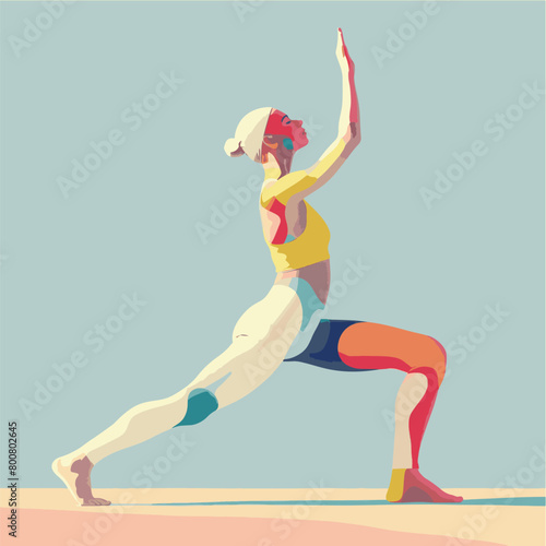fitness yoga pose. minimal abstract vector illustration of a woman in a yoga position