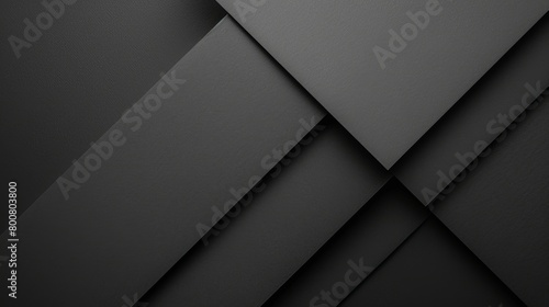 Minimalistic black dynamic background with diagonal lines, abstract dark geometric shape from paper with soft shadows background, top view, flat lay photo