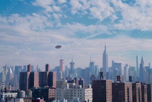 Wallpaper Mural A mysterious UFO hovers in the night sky, its silhouette sharply outlined against a backdrop of twinkling stars. The craft emits a soft, eerie glow, creating an atmosphere of intrigue and otherworldly Torontodigital.ca