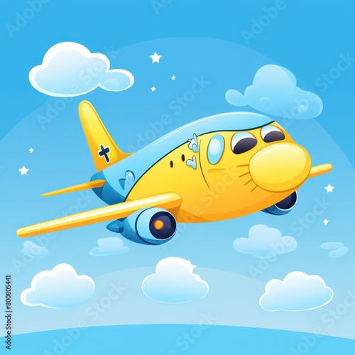 cute cartoon plane plain background