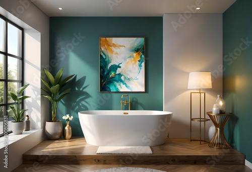 3d rendering  bathroom interior with bathtub