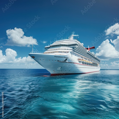 cruise ship in the ocean, sunny day
