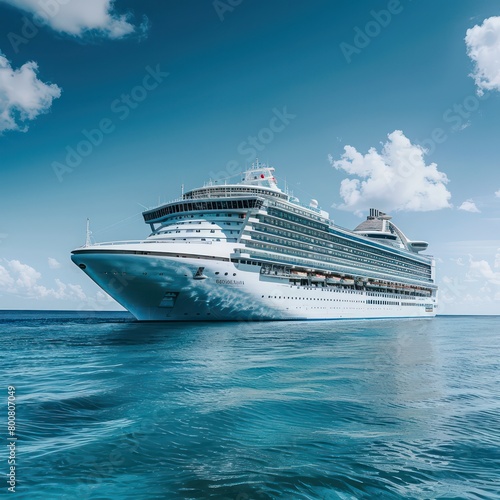 cruise ship in the ocean, sunny day