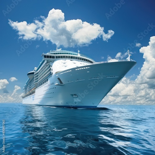 cruise ship in the ocean, sunny day