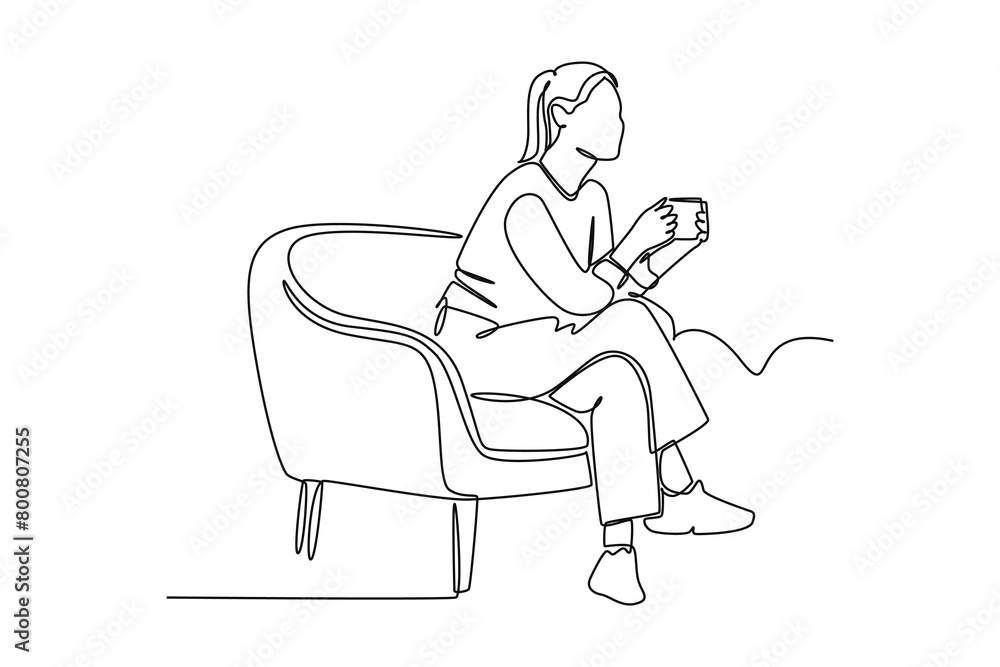 Continuous one line drawing drinking coffee concept. Doodle vector illustration. Continuous one line drawing drinking coffee concept. Doodle vector illustration.