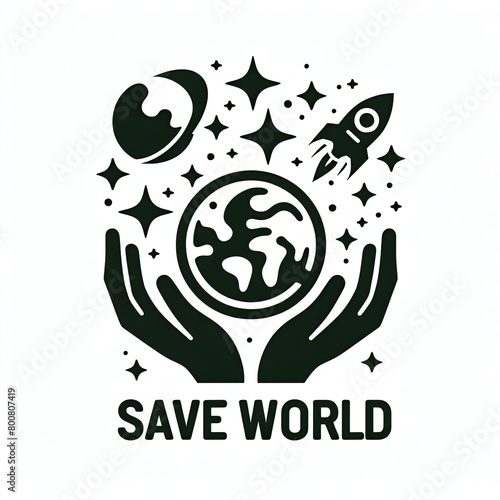 A logo save world simple vector