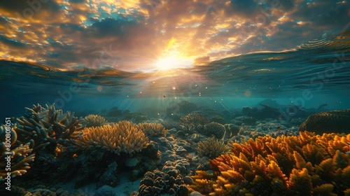A breathtaking underwater sunset 