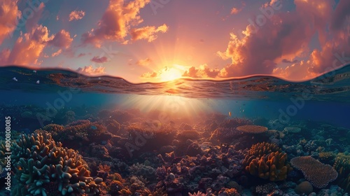 A breathtaking underwater sunset 