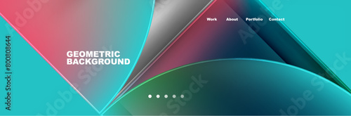 A geometric background featuring circles and triangles in electric blue and magenta on an azure backdrop. The design is symmetrical and resembles a futuristic vehicle hood with asphaltlike textures