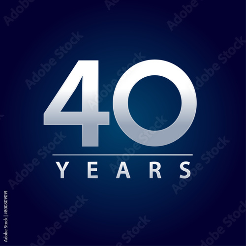 40 years blue and silver gradient for celebration, events, anniversary
