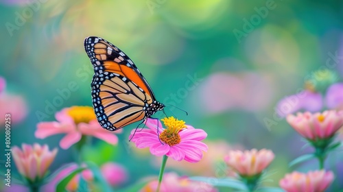 International Day for Biological Diversity concept. Features beautiful plants and beautiful butterflies in the garden.