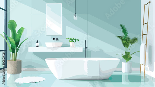 Stylish interior of modern bathroom Vector illustration