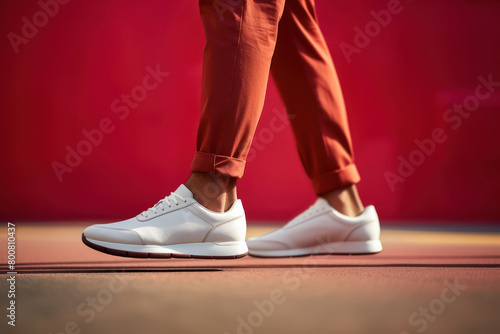 Close view of man wearing casual shoes