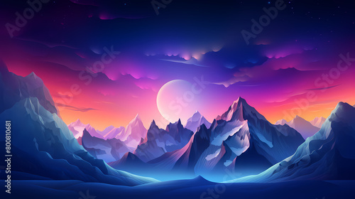 A stunning digital art illustration of a mountain range © ma