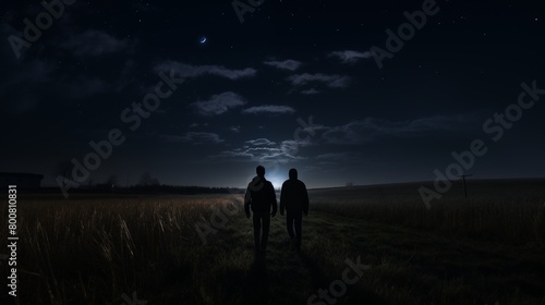 People and moon in dark night © Han
