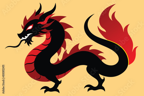 Oriental flame dragon vector design