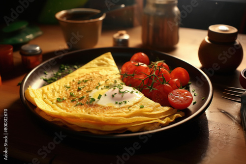 Delicious Egg omelet in plate