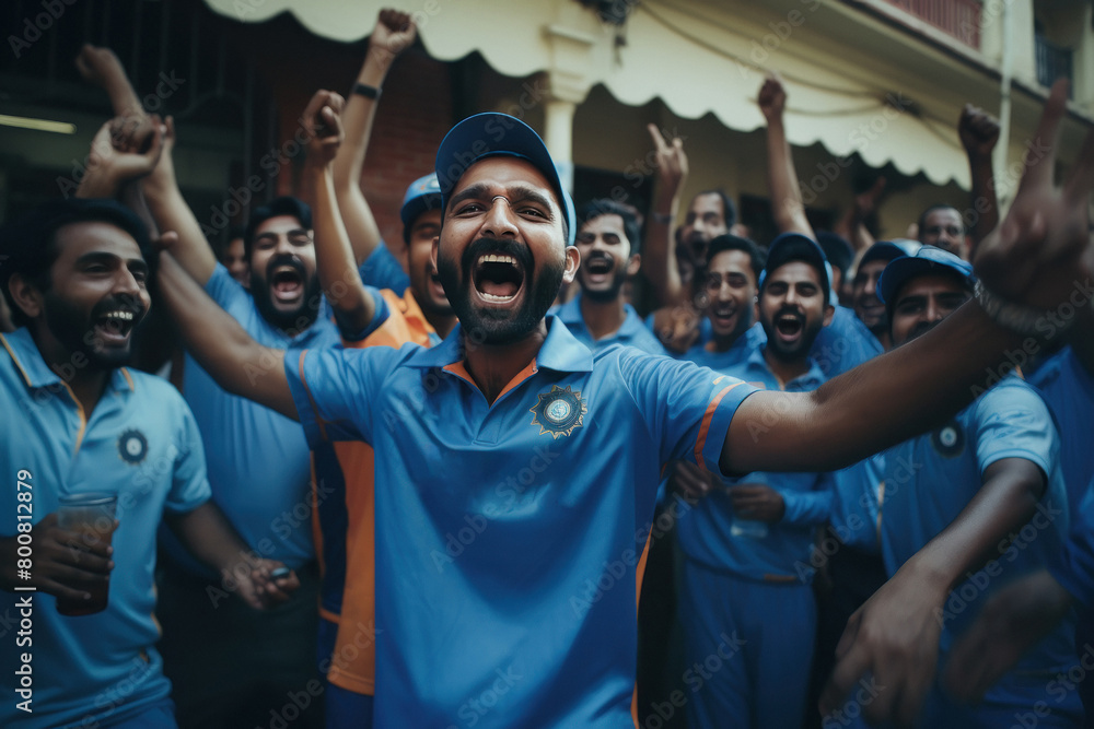 Indian people cheers and supporting team in the stadium Indian people cheers and supporting team in the stadium