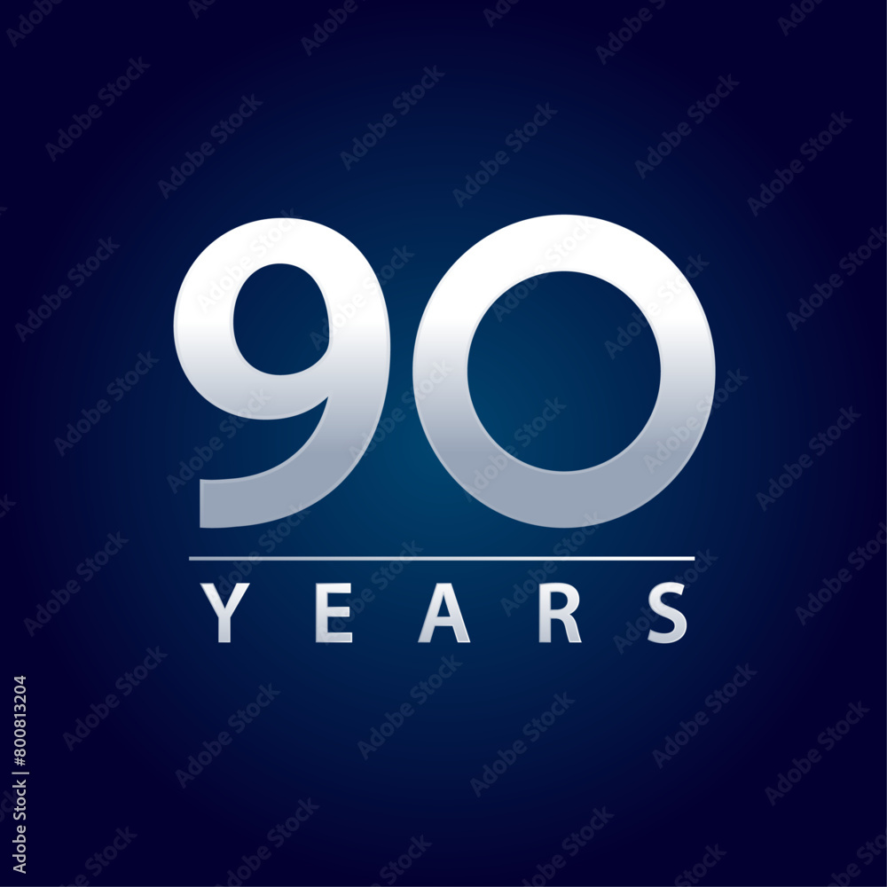 90 years blue and silver gradient for celebration, events, anniversary 90 years blue and silver gradient for celebration, events, anniversary