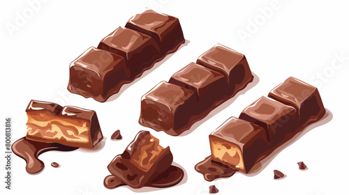 Sweet chocolate bar on white background Vector illustration