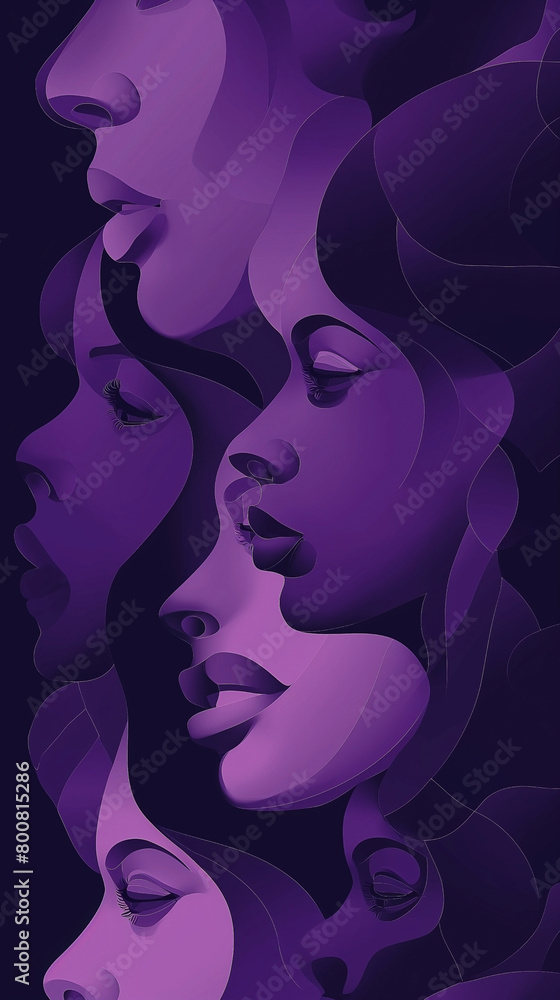 An international women's day poster has several women's faces. Landscape format. Light Background An international women's day poster has several women's faces. Landscape format. Light Background