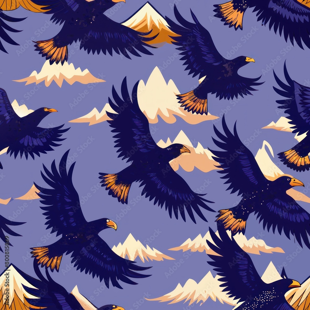 Seamless pattern of majestic eagles soaring high in the sky, Generative AI Seamless pattern of majestic eagles soaring high in the sky, Generative AI