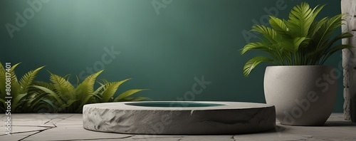 Elevating Your Product Display: Professional Photography of an Empty Space Mockup Podium with a Jungle-Themed Nature Background for a Stunning Visual Impact generative ai