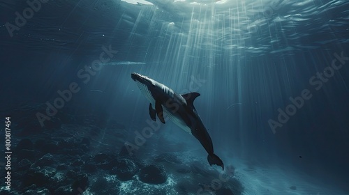 An underwater symphony, where the songs of whales and dolphins fill the ocean depths  photo